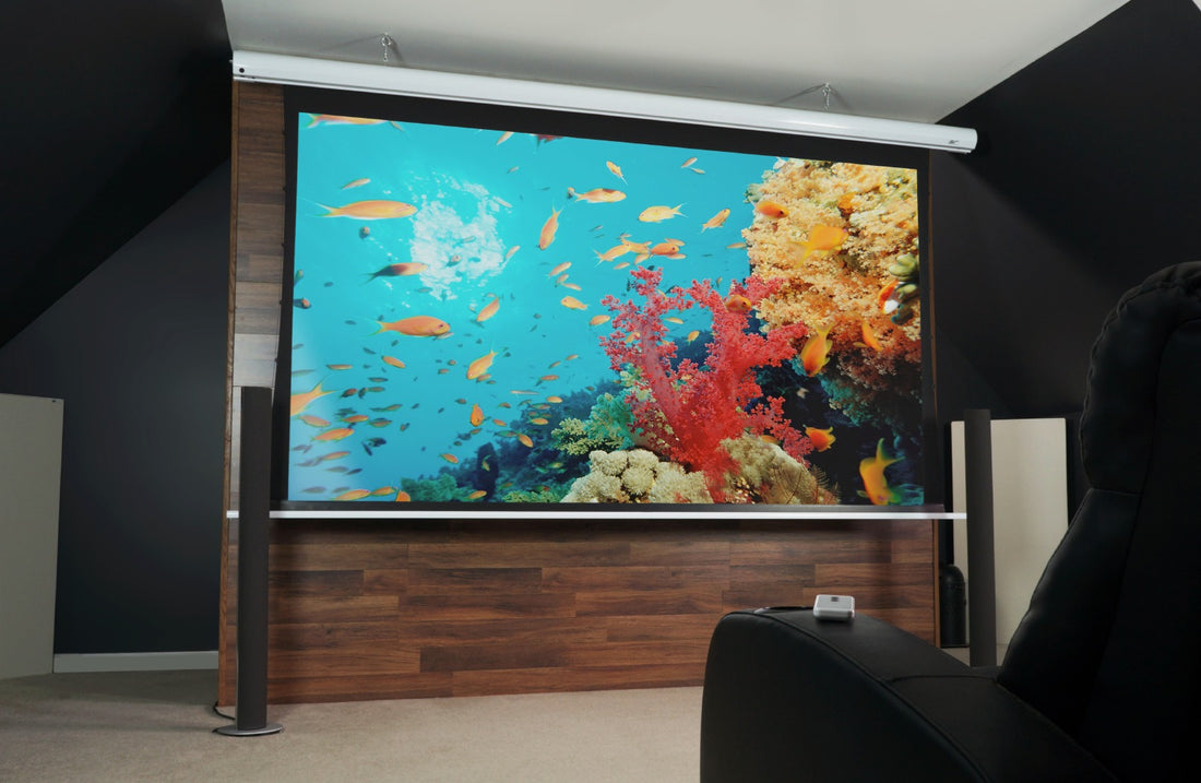 Elite Screens Saker Tab-Tension Acoustic UHD - elektrische Projektion Beamer-Leinwände