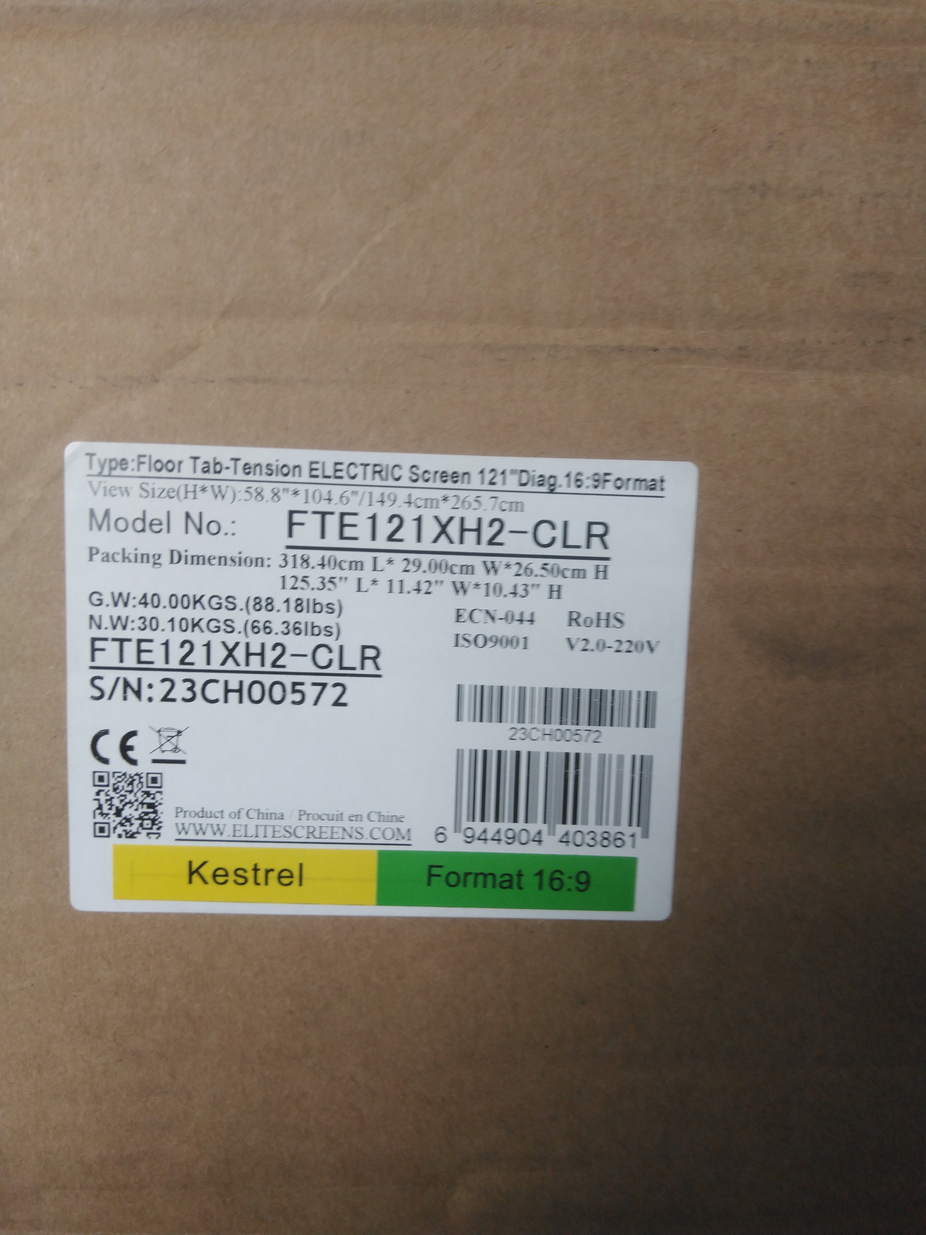 Gebraucht - Neuwertig// KESTREL TAB-TENSION FLOOR-UP 2 CLR® - 16:9 - BILDGRÖSSE :121 Zoll // B-FTE121XH2-CLR- SN: 23CH00572