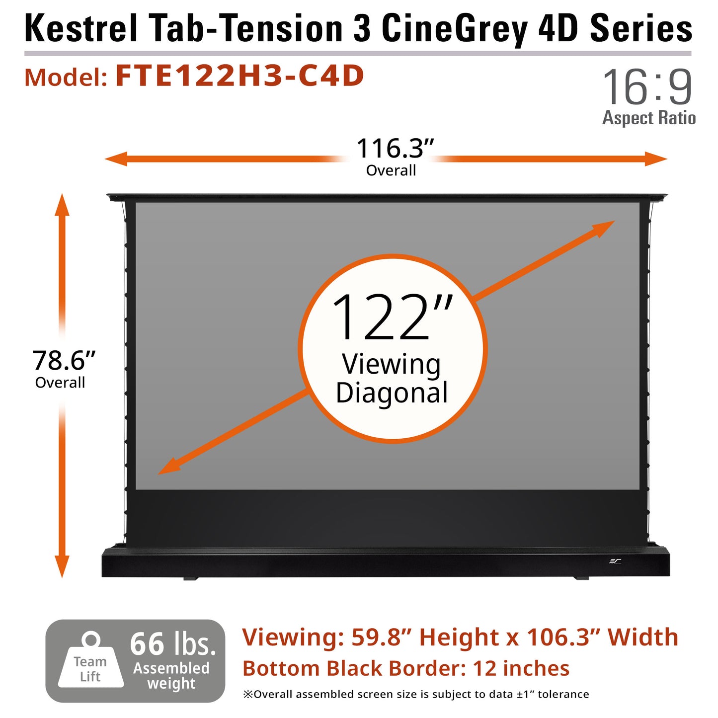 KESTREL TAB-TENSION FLOOR-UP 3 CINEGREY 4D - MOTOR LEINWÄNDE- SCHERENSYSTEM