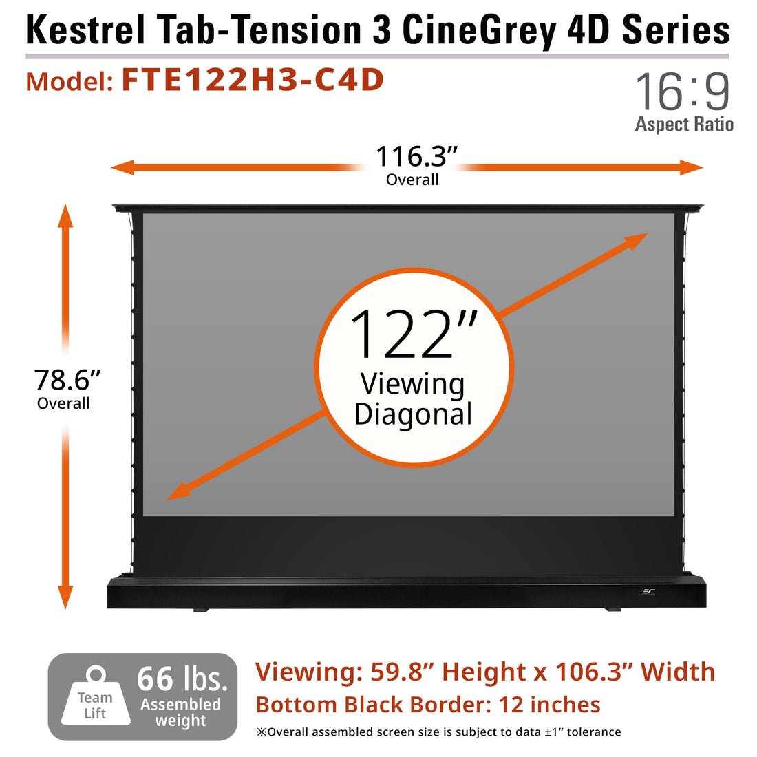 KESTREL TAB-TENSION FLOOR-UP 3 CINEGREY 4D - MOTOR LEINWÄNDE- SCHERENSYSTEM