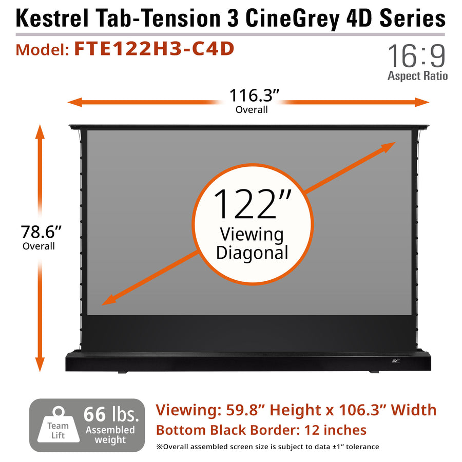 KESTREL TAB-TENSION FLOOR-UP 3 CINEGREY 4D - MOTOR LEINWÄNDE- SCHERENSYSTEM